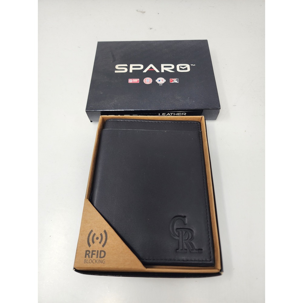 Sparo Mens Colorado Rockies Bifold Wallet Black Leather RFID Casual Size OS